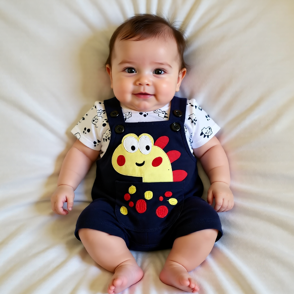 Dark Blue Dino Dungaree