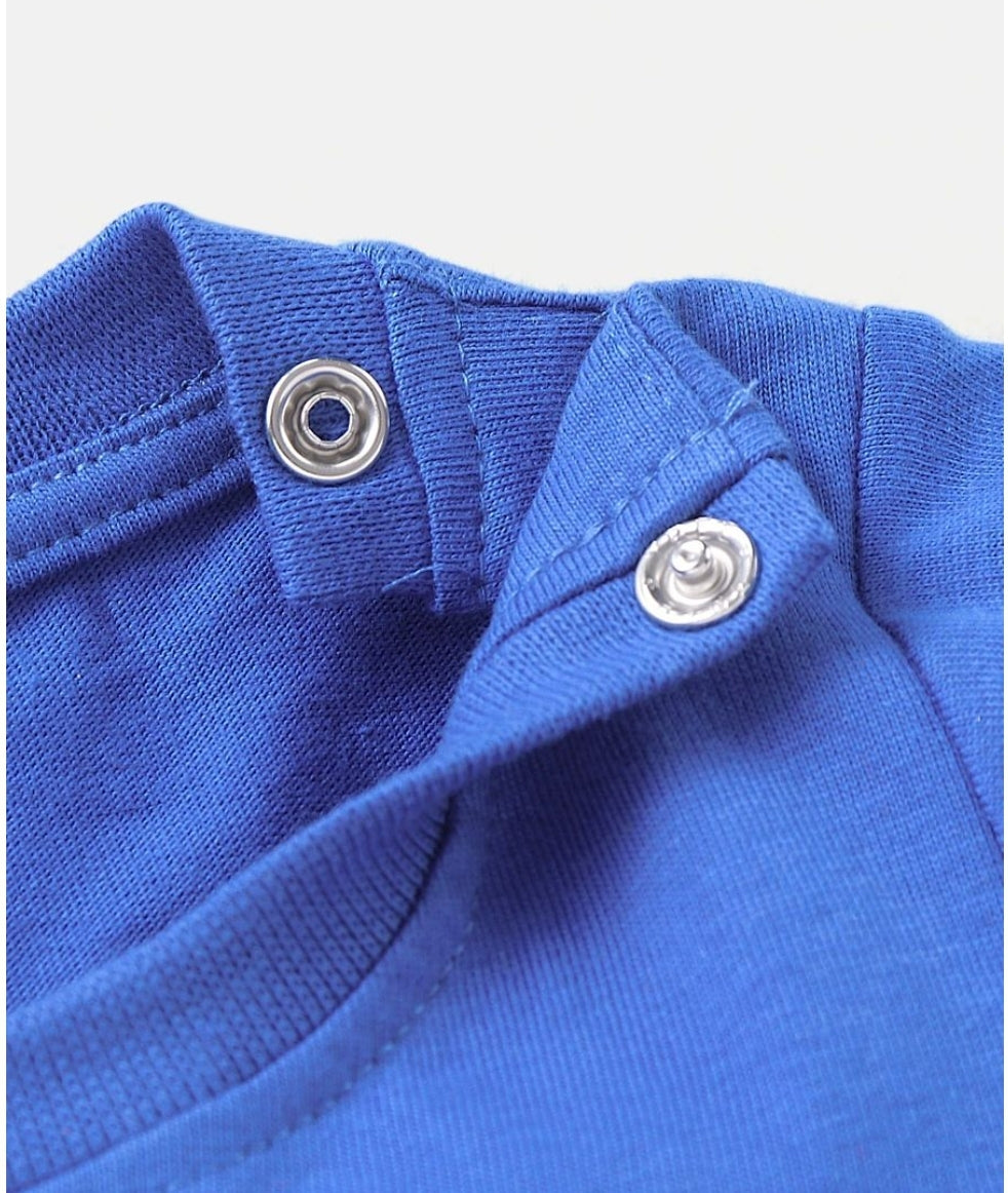 Cotton Knit Half Sleeves T-Shirt with Fruity Print - Blue