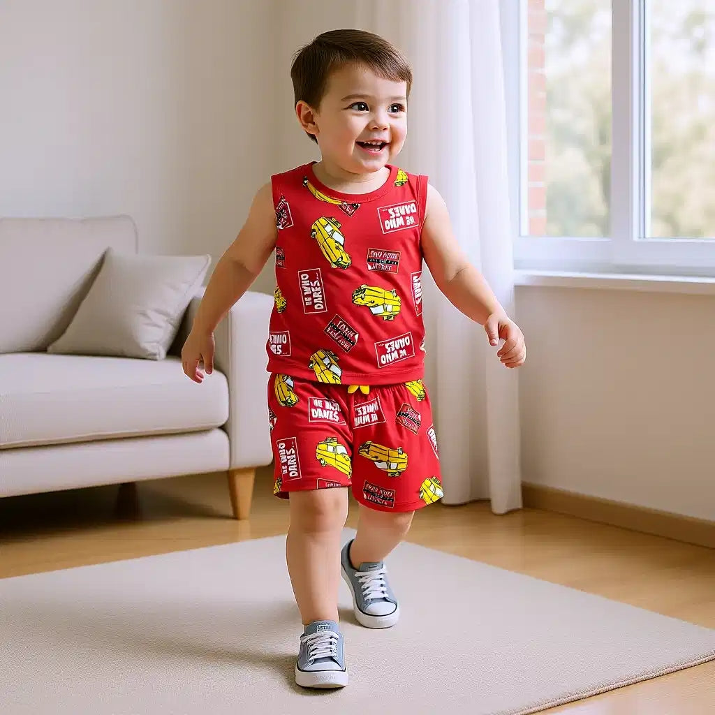 Red Cartoon Car Summer Set