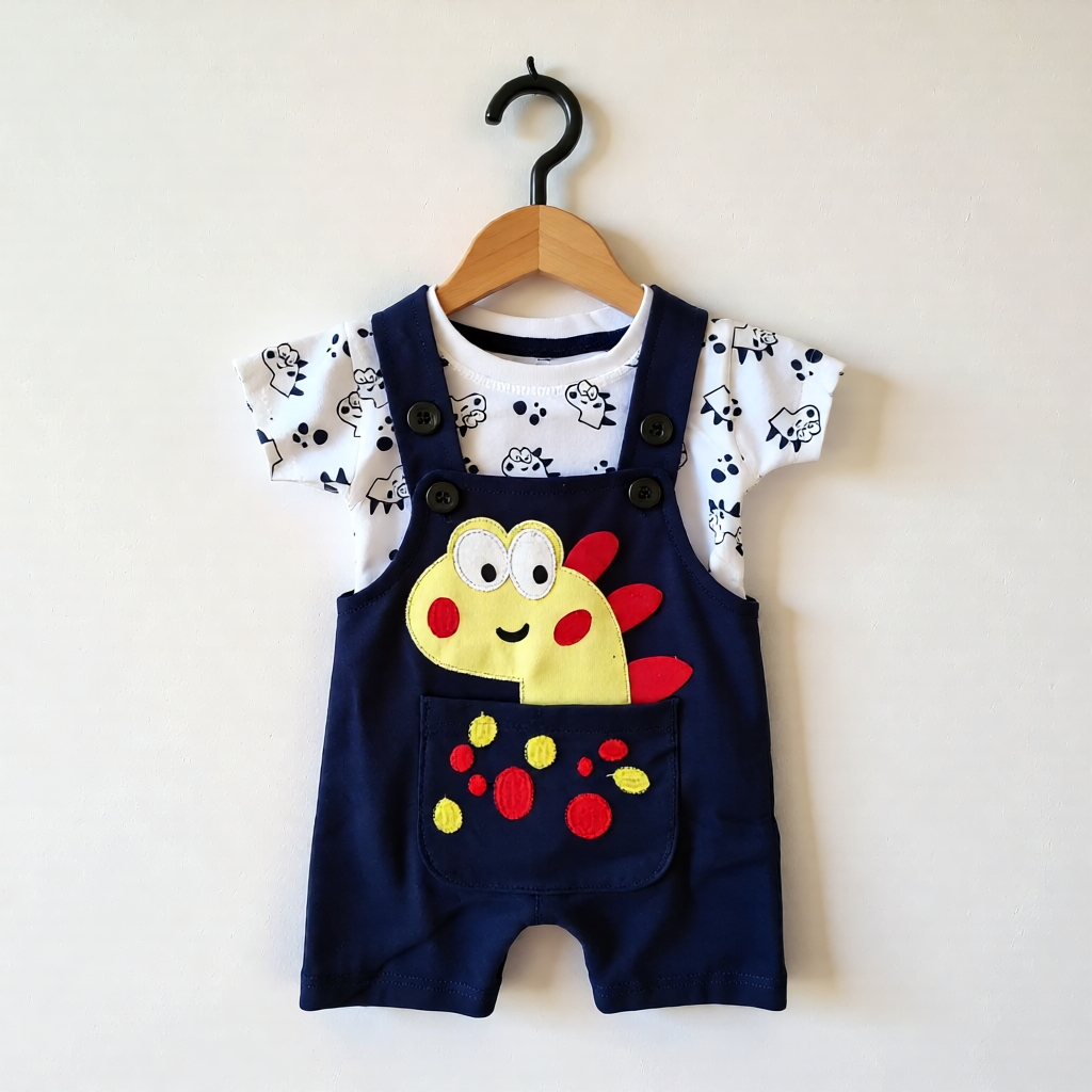 Dark Blue Dino Dungaree
