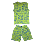 Vehicle & Rocket Print Sleeveless Tshirt and Shorts Set