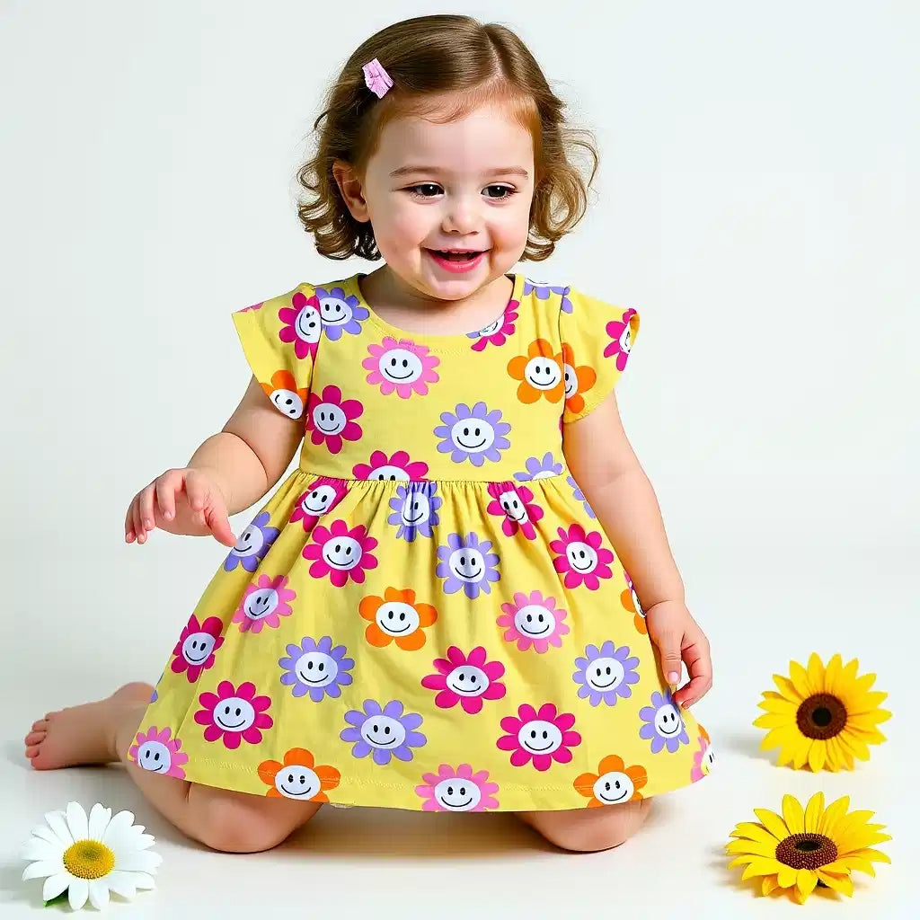 Happy Sunflower Print Dress