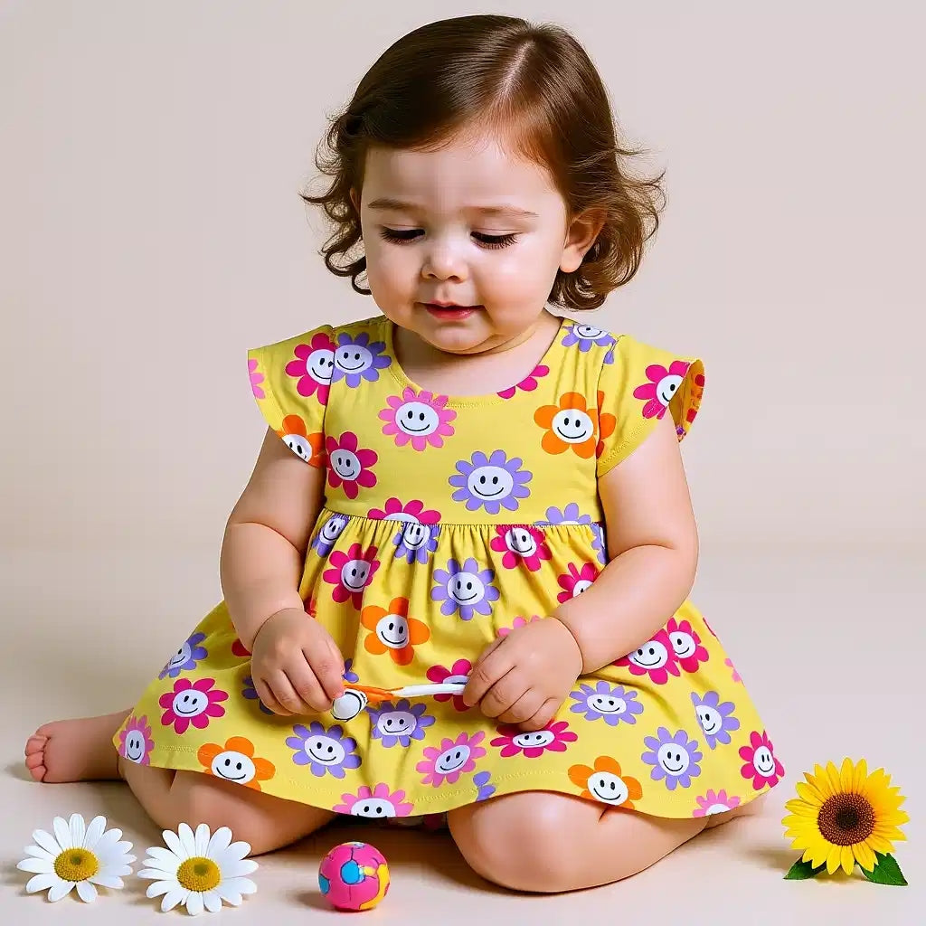 Happy Sunflower Print Dress