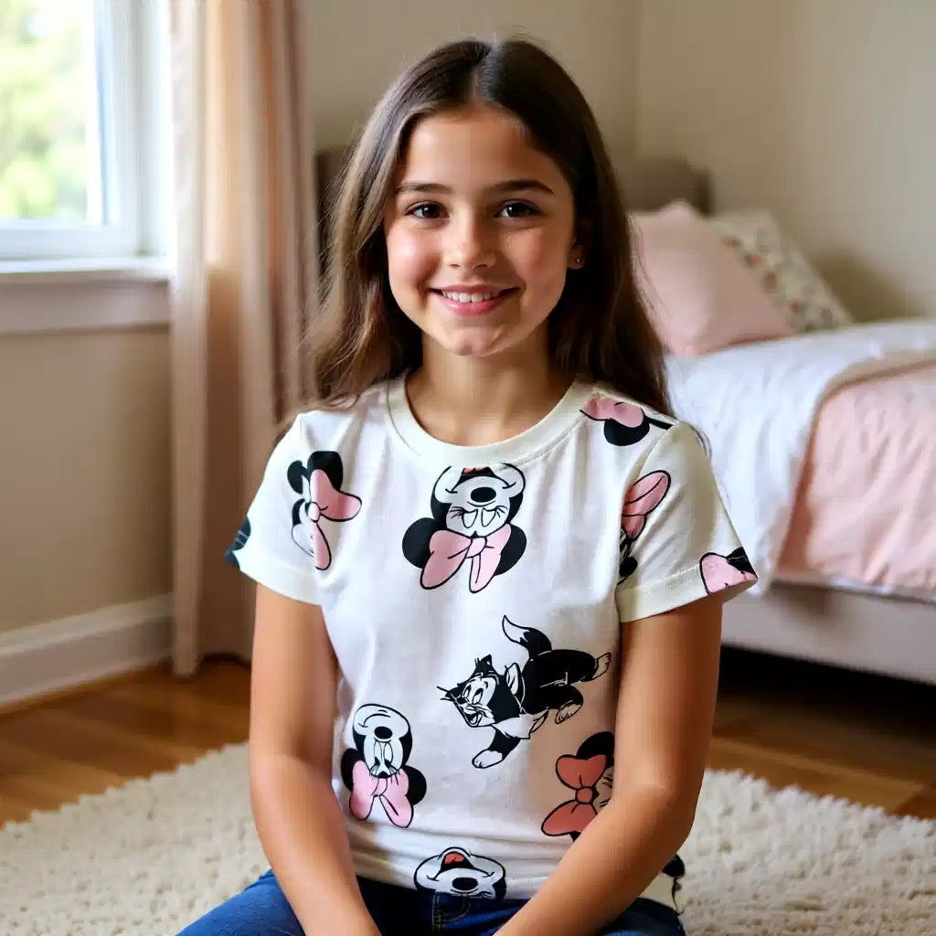 Minnie Mouse Bow & Cat T-Shirt