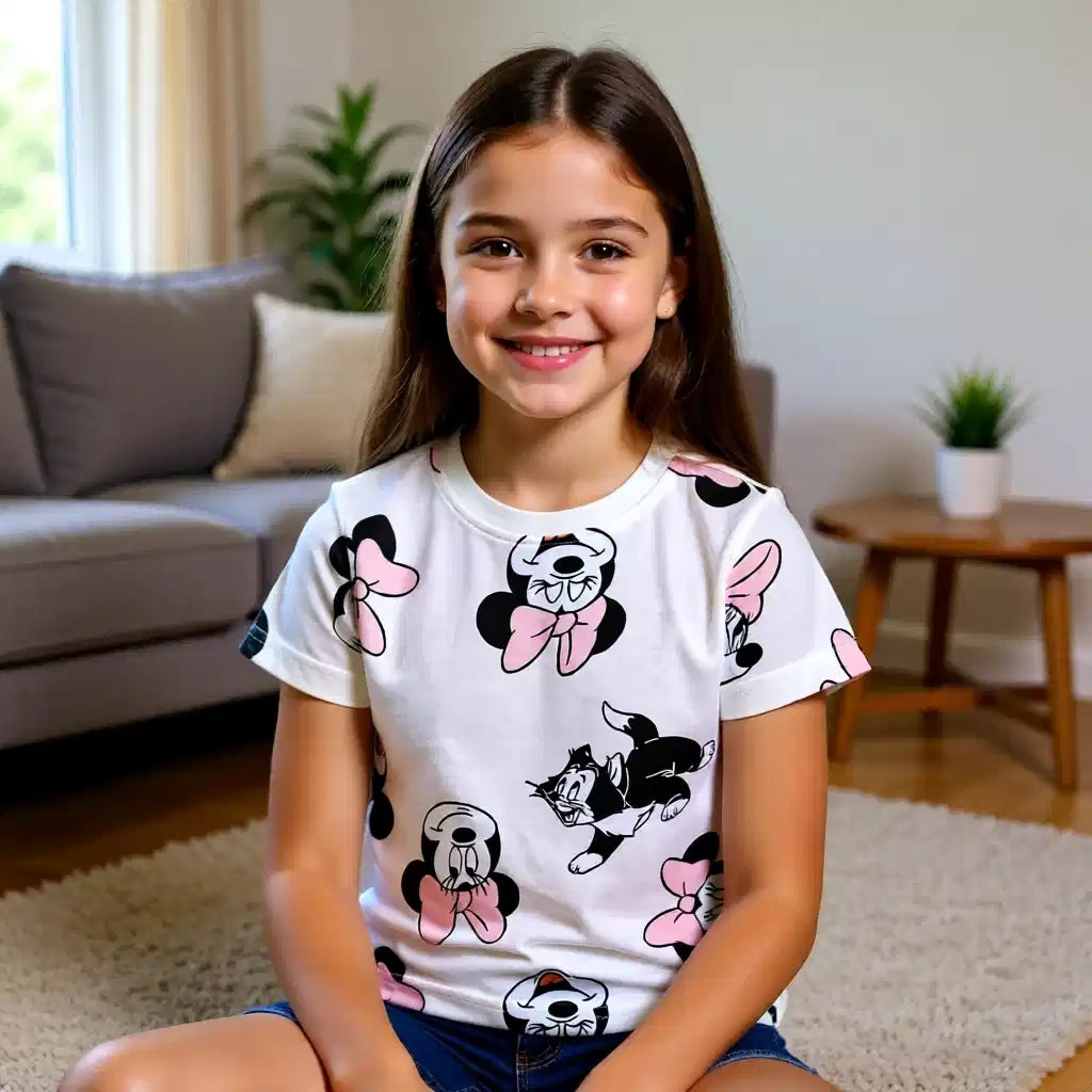 Minnie Mouse Bow & Cat T-Shirt