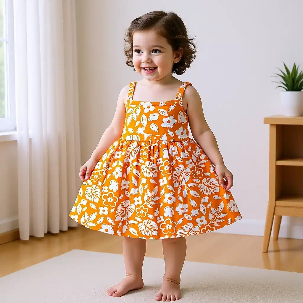 Flower and Leaf Pattern Dress