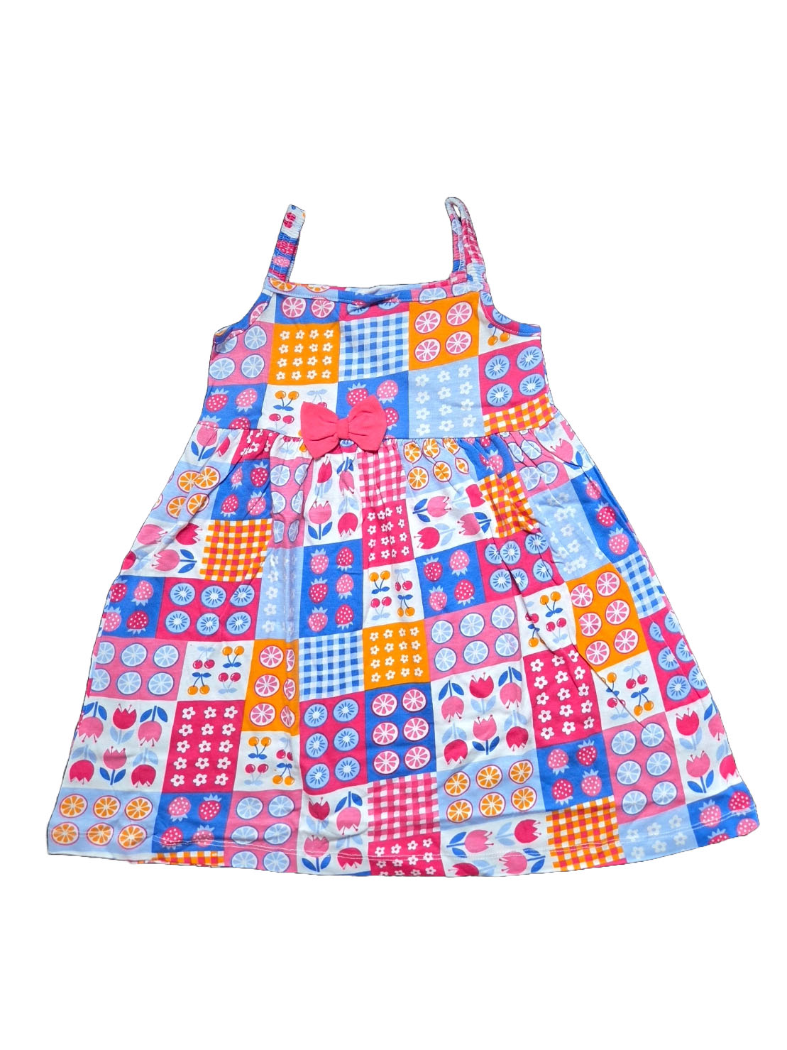 Pink Fruit and Tulip Sleeveless Dress