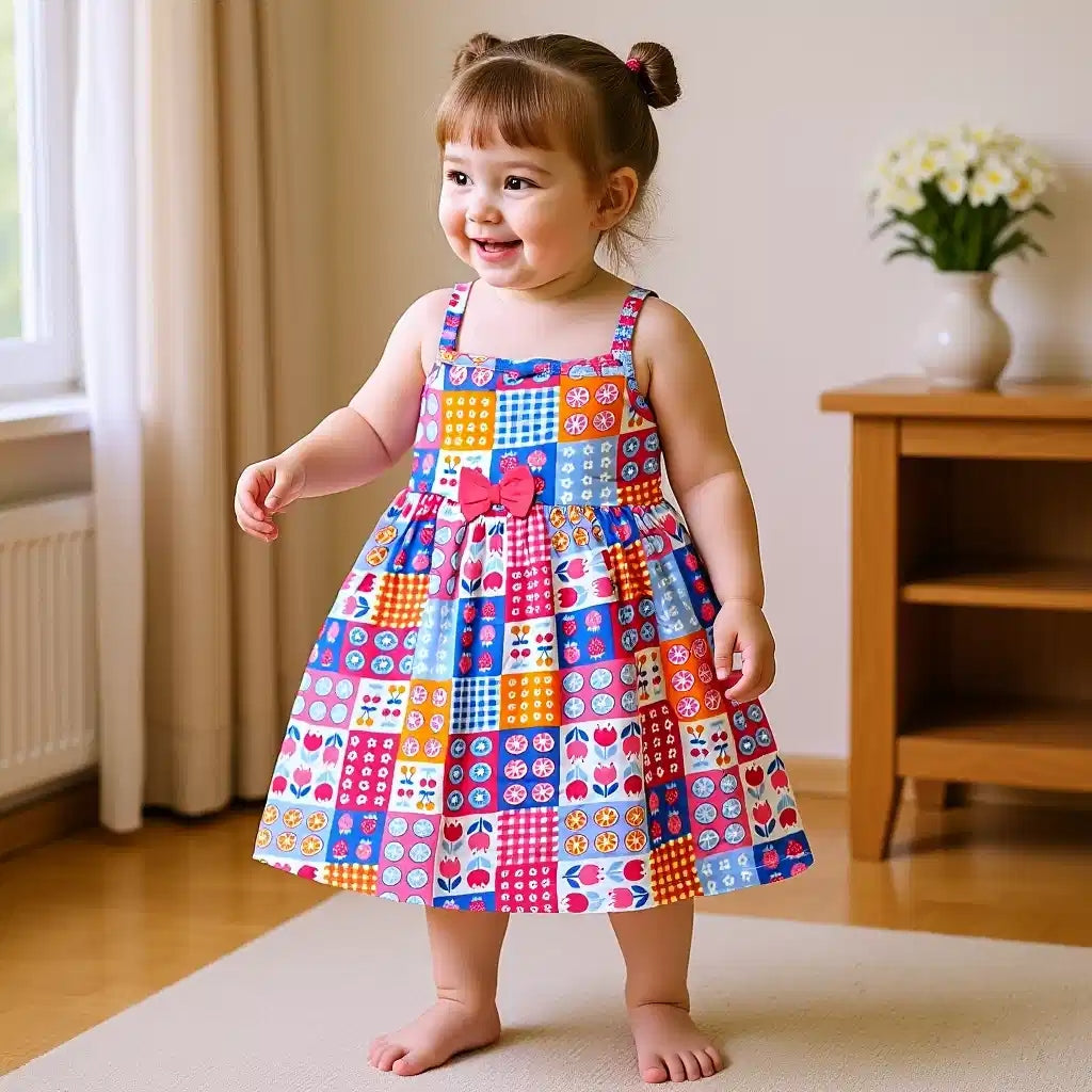 Pink Fruit and Tulip Sleeveless Dress