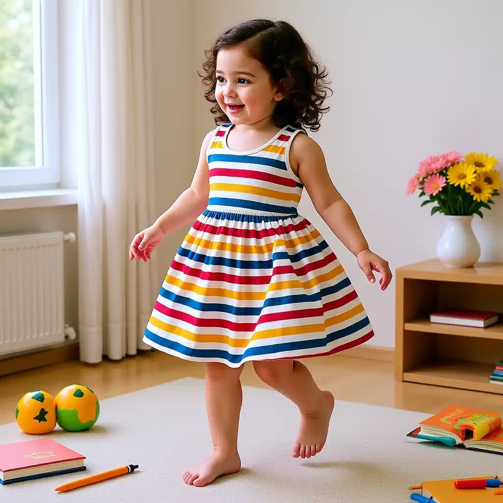 Colorful Striped Casual Dress